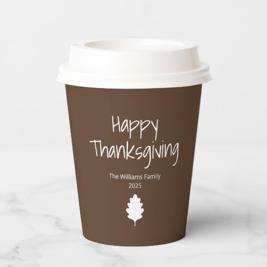 Eenvoudige Leaf Modern Family Thanksgiving Papieren Bekers (Achterkant)