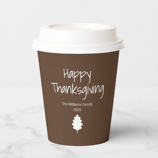 Eenvoudige Leaf Modern Family Thanksgiving Papieren Bekers (Voorkant)