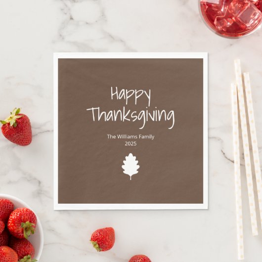 Eenvoudige Leaf Modern Family Thanksgiving Servet (Insitu)