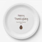 Eenvoudige Leaf Modern Herfst Family Thanksgiving Papieren Bordje (Voorkant)