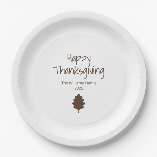 Eenvoudige Leaf Modern Herfst Family Thanksgiving Papieren Bordje (Voorkant)