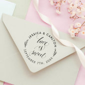 Eenvoudige lederen liefde Rondbruiloft Dank je wel Rubberstempel