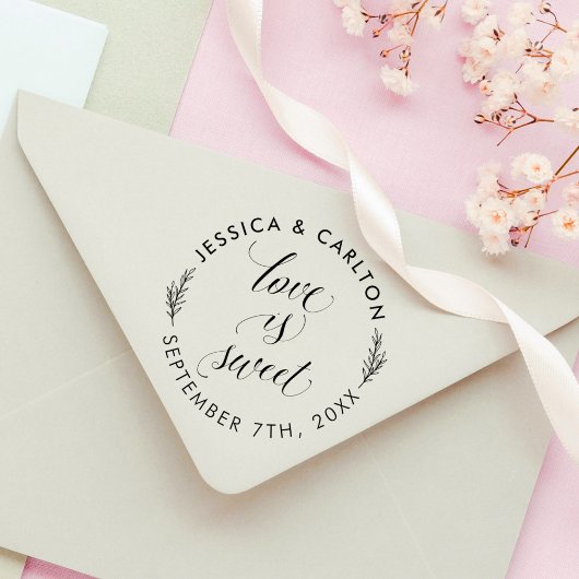 Eenvoudige lederen liefde Rondbruiloft Dank je wel Rubberstempel