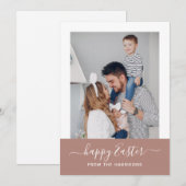 Eenvoudige leesbare Blush Script Family Photo Pase Feestdagenkaart (Voorkant / Achterkant)