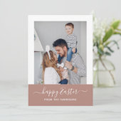 Eenvoudige leesbare Blush Script Family Photo Pase Feestdagenkaart (Staand voorkant)