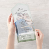 Eenvoudige legance Full-Photo Gold Foil Wedding All In One Uitnodiging (Afscheurbaar)