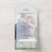 Eenvoudige legance Full-Photo Gold Foil Wedding All In One Uitnodiging (Binnen)