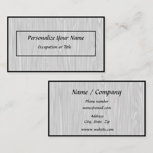 Eenvoudige legance: witte wood zwart visitekaartje (Voorkant / Achterkant)