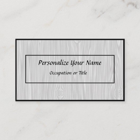 Eenvoudige legance: witte wood zwart visitekaartje (Voorkant)
