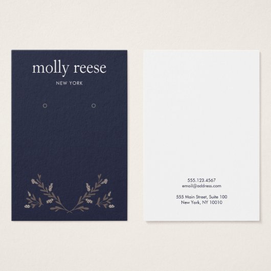 Eenvoudige legant Branch Navy die Display Kaart ve (Voorkant /achterkant)
