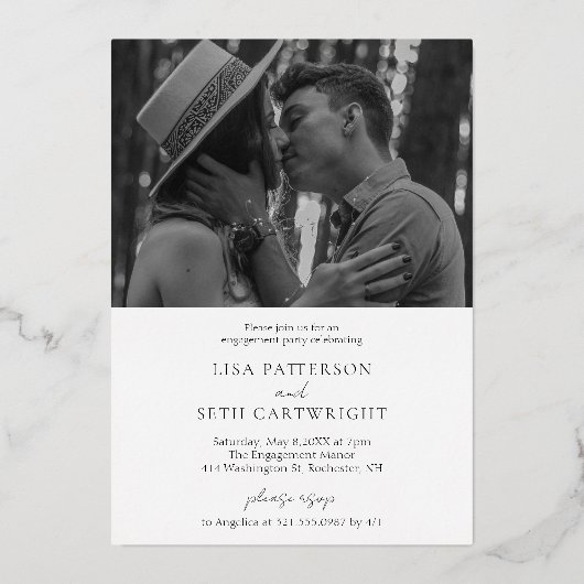 Eenvoudige legant-fotoservice Gold Folie Uitnodiging (Achterkant)