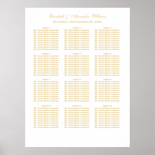 Eenvoudige legant Gold Wedding Seating Chart | POS Poster (Voorkant)