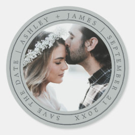 Eenvoudige legant Save the Date Weddenschap Foto G Ronde Sticker