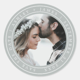 Eenvoudige legant Save the Date Wedding Gray Ronde Sticker