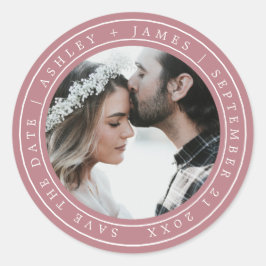 Eenvoudige legant Save the Date Wedding Photo Paar Ronde Sticker
