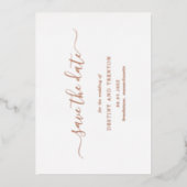 Eenvoudige legante bruiloft bespaart de datum folie uitnodiging (Voorkant)