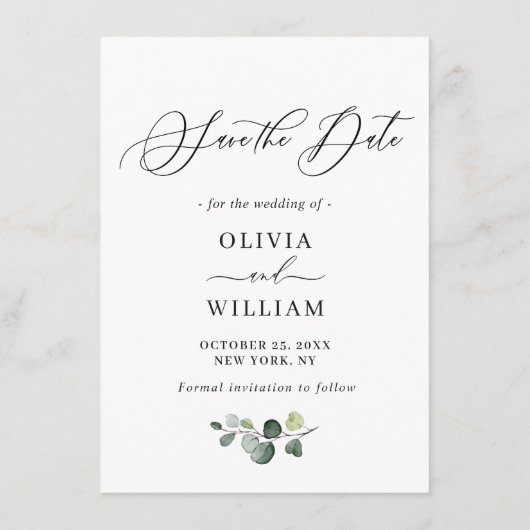 Eenvoudige legante bruiloft bespaart de datum save the date (Achterkant)