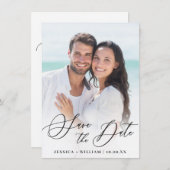 Eenvoudige legante bruiloft bespaart de datum save the date (Voorkant / Achterkant)