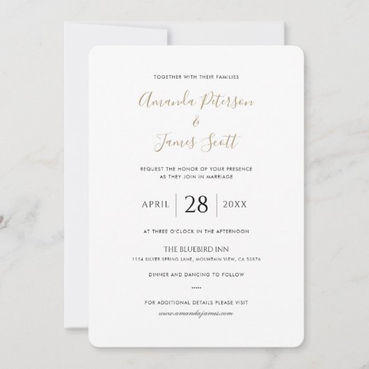 Eenvoudige legante bruiloft nodigt Sjabloon met go (Voorkant)