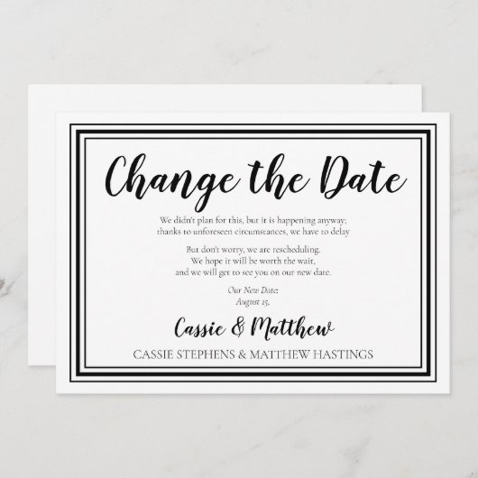 Eenvoudige legante BW Weddenschap Verander de Datu Kaart (Voorkant / Achterkant)