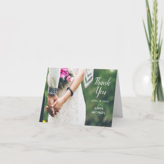 Eenvoudige legante foto bruiloft Hartelijk dank Bedankkaart (Voorkant)