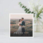 Eenvoudige legante foto bruiloft Hartelijk dank Bedankkaart (Staand voorkant)