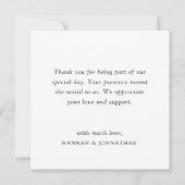 Eenvoudige legante foto bruiloft Hartelijk dank Bedankkaart (Achterkant)