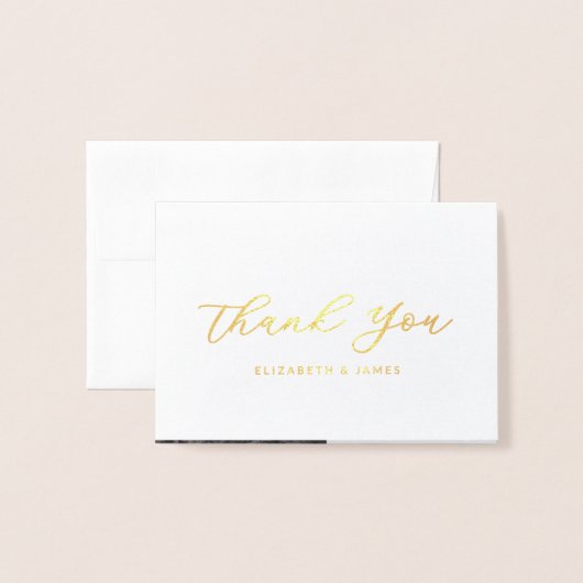 Eenvoudige legante foto bruiloft Hartelijk dank Folie Kaarten (Voorkant met envelop)