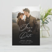 Eenvoudige legante foto-overlay bruiloft bewaart d kaart (Staand voorkant)