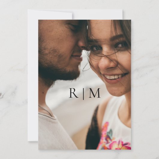 Eenvoudige legante foto Traditionele Monogram Wedd Kaart (Achterkant)