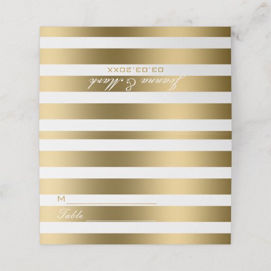 Eenvoudige legante Gold Stripes Plaatskaartje (Buitenkant ongevouwen)