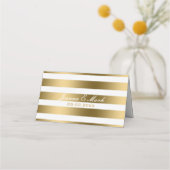 Eenvoudige legante Gold Stripes Plaatskaartje (Achterkant)