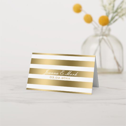 Eenvoudige legante Gold Stripes Plaatskaartje (Achterkant)