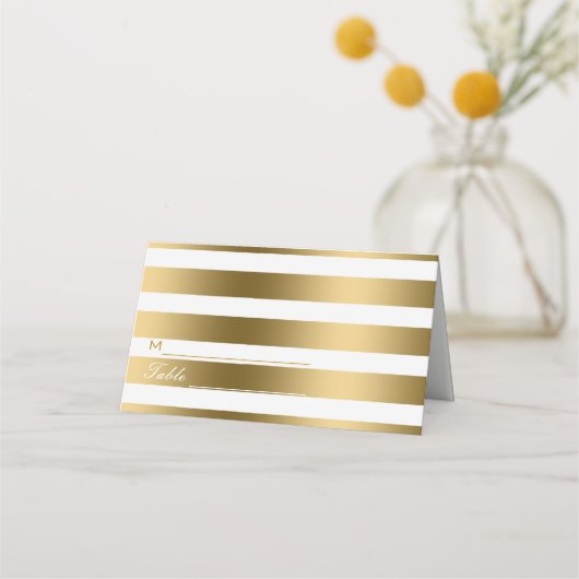 Eenvoudige legante Gold Stripes Plaatskaartje (Voorkant)