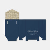 Eenvoudige legante marine Blue Gold Glitter Hartel Bedankdoosjes (Uitgevouwen)