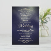 *~* Eenvoudige legante marine BLue    GoldWedding Kaart (Staand voorkant)