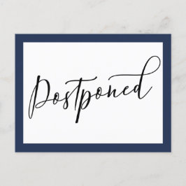 Eenvoudige legante marine & White Postponed Weddin Briefkaart