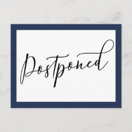 Eenvoudige legante marine & White Postponed Weddin Briefkaart