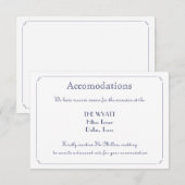 Eenvoudige legante marinesblauwe bruiloft informatiekaartje (Voorkant / Achterkant)