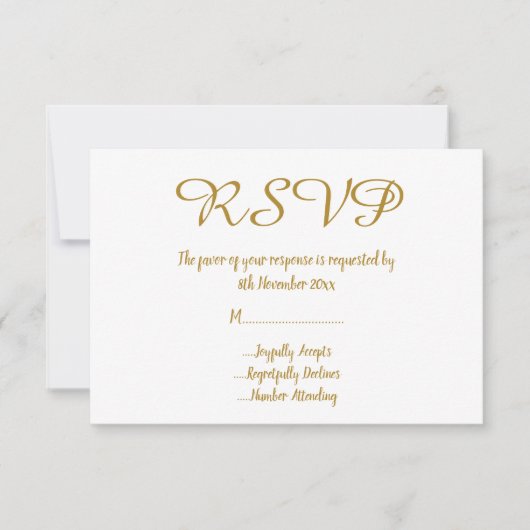 Eenvoudige legante marmer Gold All Occassion RSVP Kaart (Voorkant)