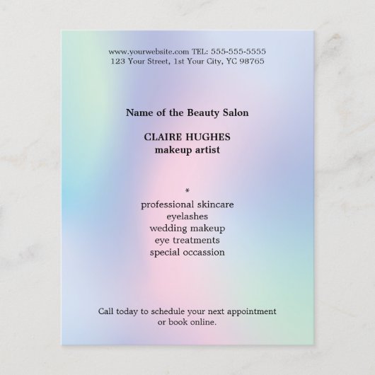 Eenvoudige legante pasta Makeup artiest Flyer (Voorkant)