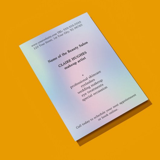 Eenvoudige legante pasta Makeup artiest Flyer