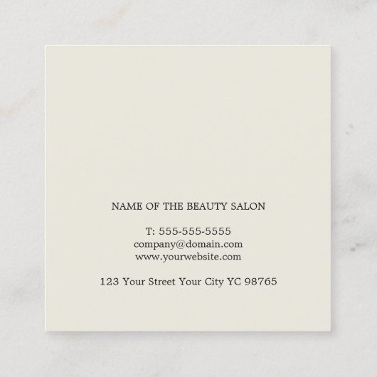 Eenvoudige legante pasta Makeup artiest Vierkante Visitekaartje (Achterkant)