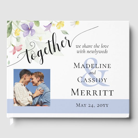 Eenvoudige legante Waterverf Wildbloemen Boho Wedd Gastenboek (Voorkant)