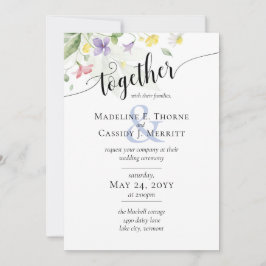 Eenvoudige legante Waterverf Wildbloemen Boho Wedd Kaart