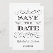 Eenvoudige Legantie zwart-wit sparen de Datum Kaart (Voorkant / Achterkant)