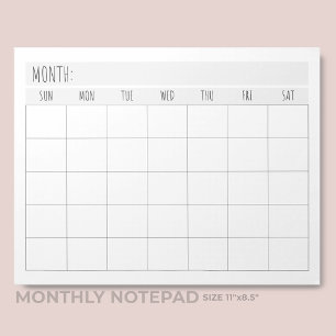 Eenvoudige lege maandelijkse kalendergridplanner notitieblok