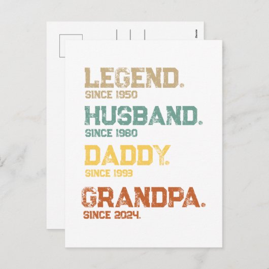 Eenvoudige Legende Echtgenoot Daddy Opa Custom Feestdagenkaart (Voorkant / Achterkant)