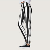 Eenvoudige Leggings met zwarte en witte strepen (Links)
