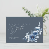 Eenvoudige Leigrijs Rozen Bruiloft Save The Date (Staand voorkant)